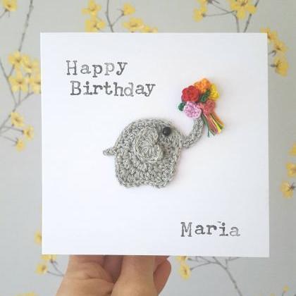 Handmade Elephant Birthday Card, Cu..