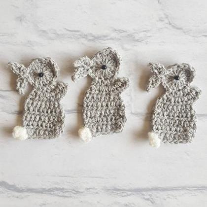 Set Of 3 Crochet Embellishment Rabbits, Rabbit..