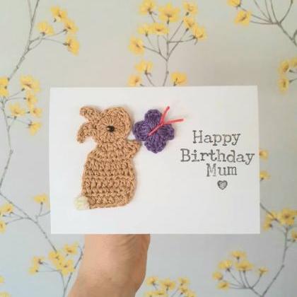 Cute Crochet Greeting Card, Personalised Handmade..