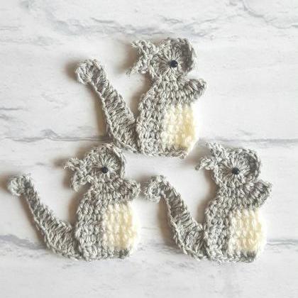 Set of 3 Squirrels Crochet embellis..