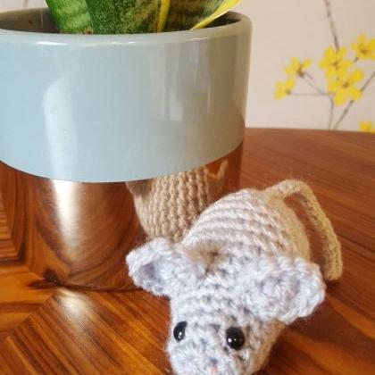 Mouse in a Box Handmade Crochet Toy..