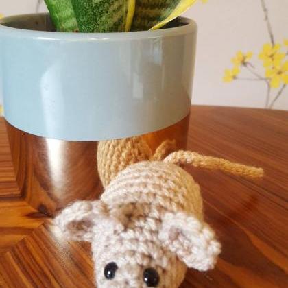 Mouse in a Box Handmade Crochet Toy..
