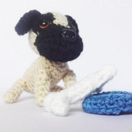 Crochet Toy Animal, Mini Pug Croche..
