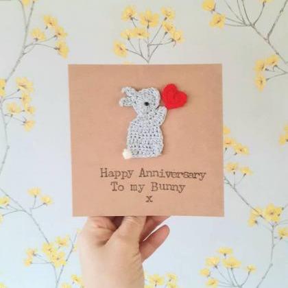 Personalised Bunny Anniversary Card..