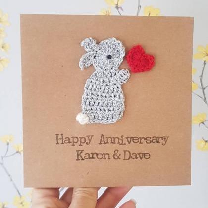 Personalised Bunny Anniversary Card..