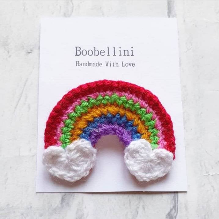 Rainbow Crochet Brooch, Rainbow Fashion Pin, Isolation Gift, Birthday Brooch, Thinking of You Gift, Stay Positive Gift, Hug Brooch,