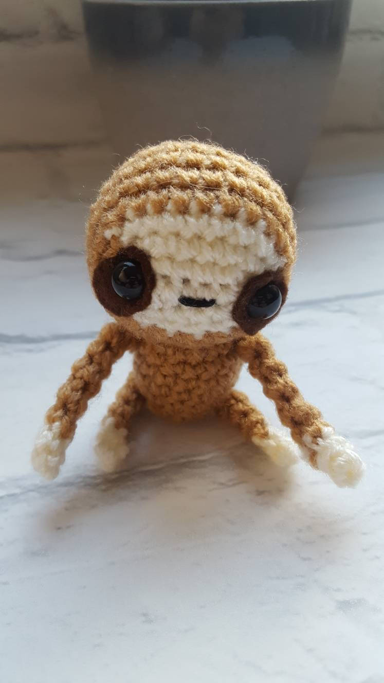 Crochet Baby Sloth Handmade & Gift Boxed, Sloth Toy, Sloth Gift, Crochet Toy Sloth, Mini Beast