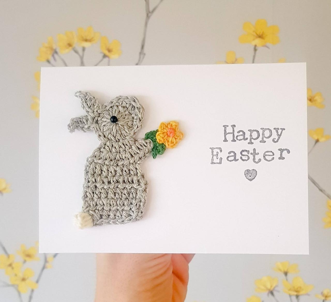 Personalised Handmade Easter Bunny Crochet Greeting Card, Cute Easter Crochet Card, Bunny Card, Religious Cards, Bunny Birthday Card
